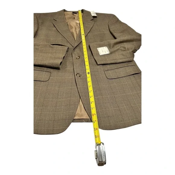 NWT Jos. A. Bank‎ Men's 46R Brown Silk Wool Plaid 2-Button Executive Jacket